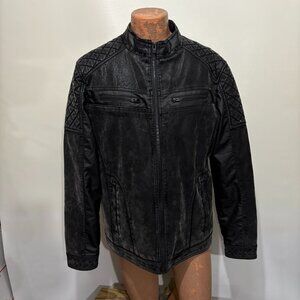 Buckle Black L Washed Faux Leather Jacket